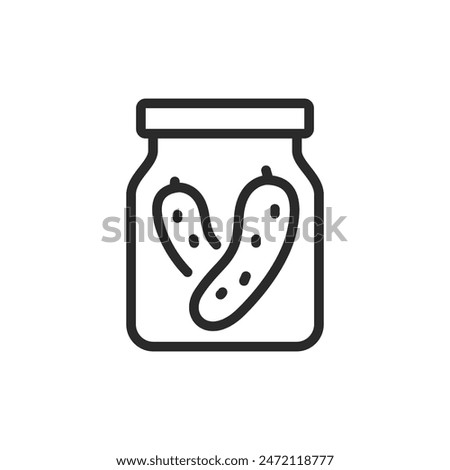 Pickle jar, linear style icon. stored pickles in a jar. Editable stroke width.