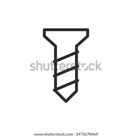 Self-tapping screw, linear style icon. Editable stroke width