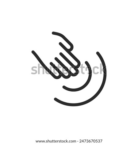 Rubbing, massage, linear style icon. Hand with circular motion waves. Editable stroke width