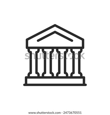 Historical landmark icon. A building with columns, historical significance. Line with editable stroke.