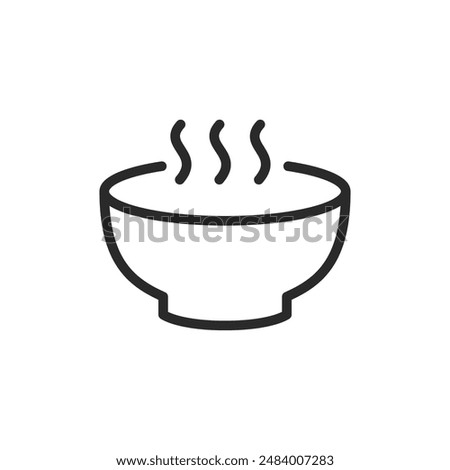 Bowl of soup, linear style icon. warm food and meals. Editable stroke width