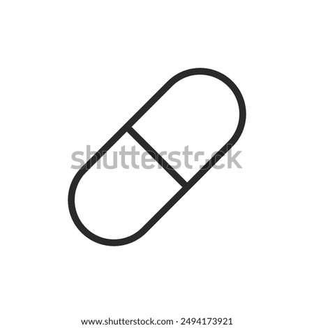 Capsule pill, linear style icon. capsule medication. Editable stroke width.