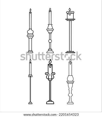 Set of Candlestick Illustrations on a White Background 