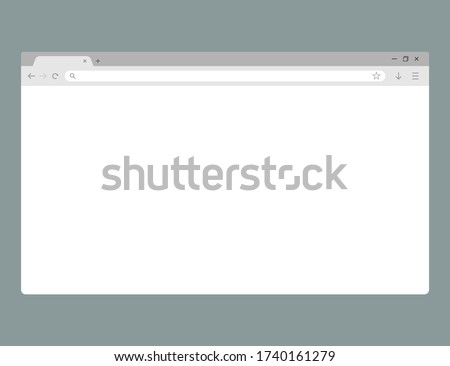 Web browser window mockup. Template of website interface. Blank page with tab icon. Search bar with magnifier glass and favorites star icon. PC design of web site. Modern browser. Vector EPS 10.