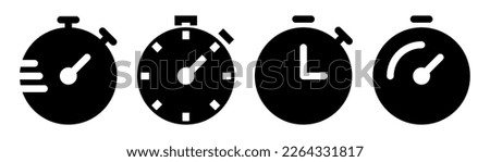 Stopwatch icons set. Timer symbol. Glyph stopwatch icon. Alarm pictogram in black