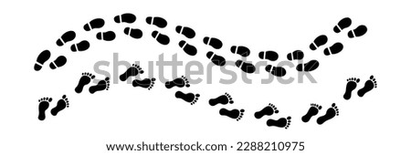 Footprint icon. Footstep symbol. Foot print in black. Human foot step. Man sole imprint. Footprint icon set. Stock vector illustration