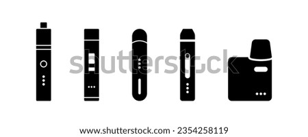 Electronic cigarette icon in glyph. Vape kit icon. Vaping vector illustration. E-cigarette symbol. Electronic cigarette kit pod. Vape kit in black. Vector illustration