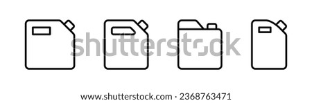 Jerry can line icon. Outline jerry can icon set. Gasoline canister. Fuel container in line. Gasoline jerry can sign. Stock vector illustration.