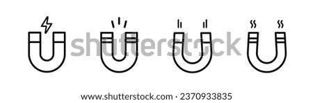 Magnet line icon. Horseshoe icon set. Magnet horseshoe line icon. Magnet symbol set. Editable stroke. Stock vector illustration.