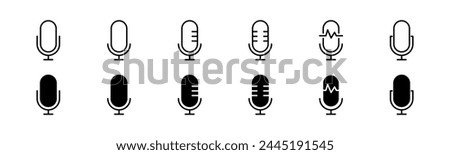 Outline mic icon set. Set of glyph microphone vector. Line mic collection. Microphone set