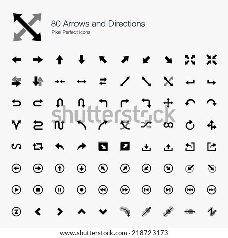 Arrows and Directions Pixel Perfect Icons