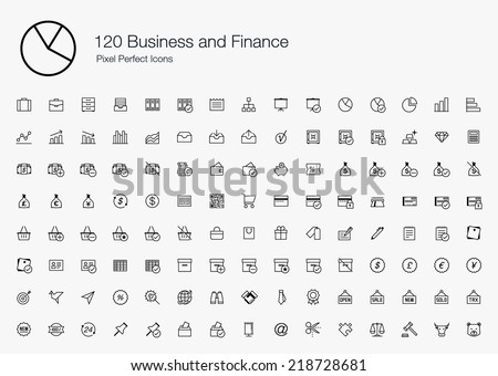 Business and Finance Pixel Perfect Icons (line style)