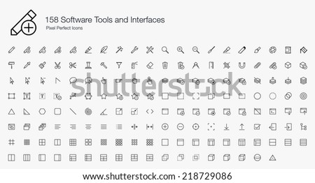 Software Tools and Interfaces Pixel Perfect Icons (line style)