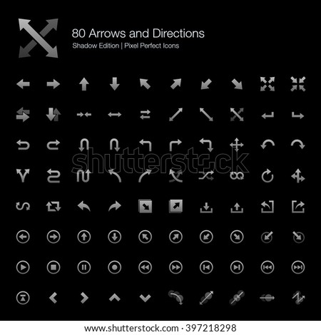 Arrows and Directions Pixel Perfect Icons Shadow Edition