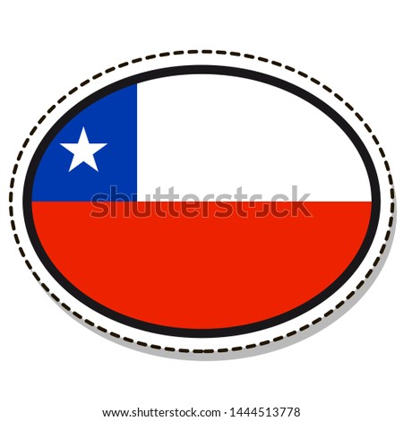 Sticker Chile flag button, social media communication sign, flat business oval icon.