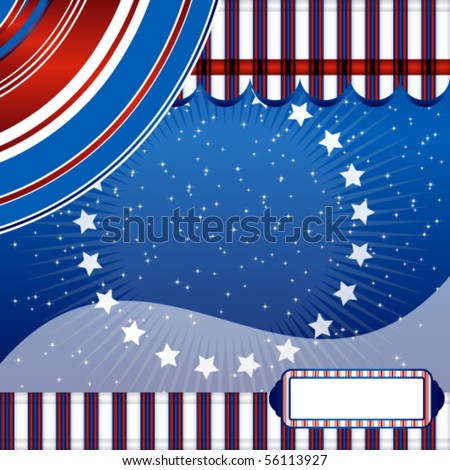 Stars And Stripes - Fourth of July vector ribbon background.  Put your photos in the center of the circle and you will get an excellent greeting or holiday page in your photo album.
