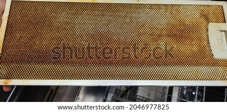 Dirty filter of an extractor hood in the kitchen, urgent cleaning needed, Stuttgart, Germany Сток-фото © 