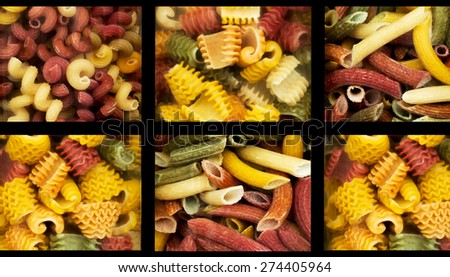 assortment of italian pasta nine different varieties separated in a decorative box