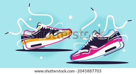 Illustration of  sneakers template background