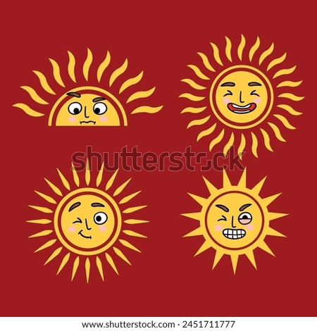 a vector of sun with faces