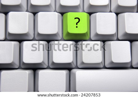 questionmark on blank keyboard in green