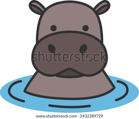 Hippo icon in flat style. Hippo vector illustration on white isolated background. Hippo business concept.