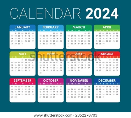 2024 year calendar full editable vector file, eps