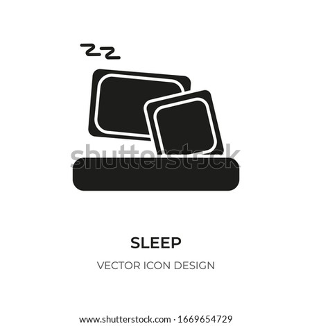 Sleep glyph icon. Flat style graphic design template for logo, app, ui. Pictogram silhouette simple rest, asleep symbol. Modern graphic sign bed, pillow closeup. Isolated on white vector illustration