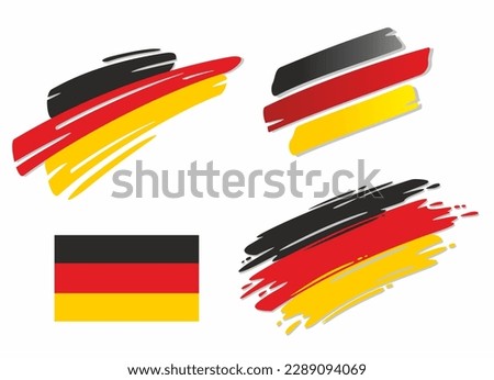 Set of german flags, in different styles - correct, brush, marker and swoosh design. Represents the state of Germany.