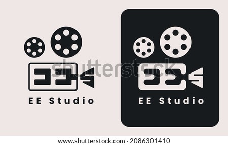 EES Logo letter pictorial mark. analog camera studio logo