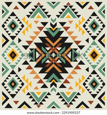 Aztec ornament tribal ethnic design. Navajo decoration symbol, boho geometric template, rug. Ethnic motif. 