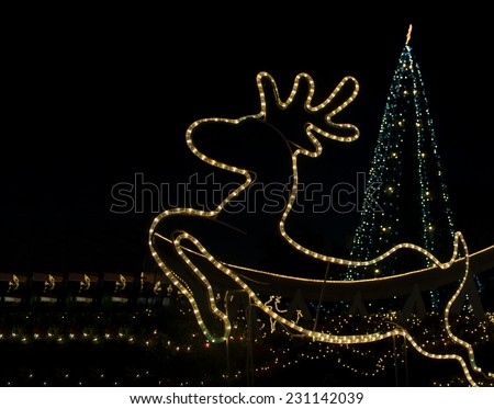 Reindeer Light and Christmas tree Lights, Wallpaper