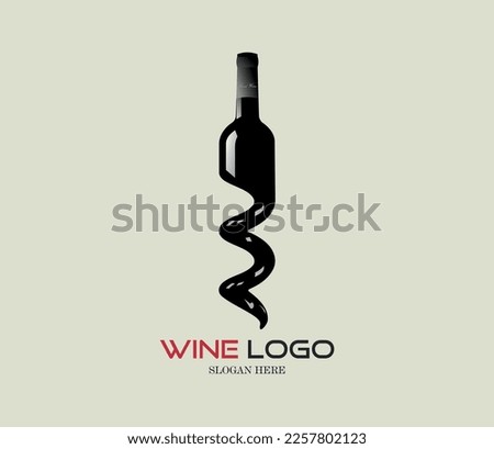 Wine shop logo. Wine cork corkscrew. Logo for a liquor store, restaurant, or bar.