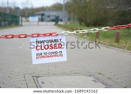 Image, Stock Photo Barrier chain due to corona virus | corona thoughts