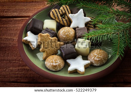 Similar – Image, Stock Photo Dominoes cookies on green table