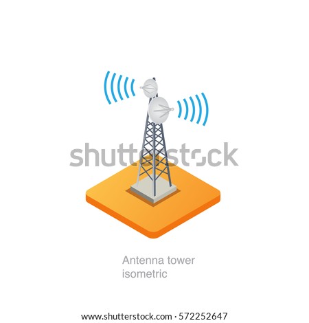 Antenna tower isometric, vector