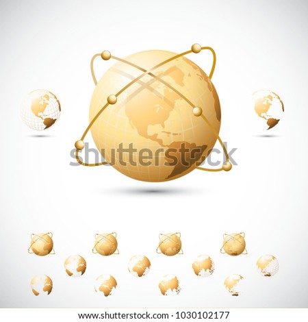 Three versions of Globe vector illustration in Pearl color with five different globe side angle.