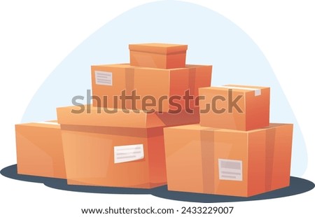 Cardboard boxes stacked on top of each other, the concept of shipping different goods, packing and shipping