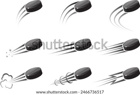 Set of pucks for hockey game. Stock vector illustration