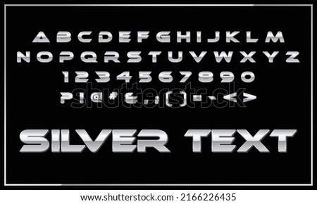 Chrome letters in vector format, Silver or Metallic font set, letters, numbers and special characters, Silver bold typography design set for headlines, labels, posters, logos and cover, Golden 3D Font