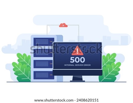500 Internal server error concept flat illustration, Website error, Network error, Cloud computing concept for landing page, web design, banner, infographic