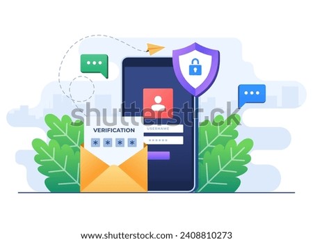 Two-step verification flat illustration vector template, OTP, Authentication password, One-time password for secure transaction 