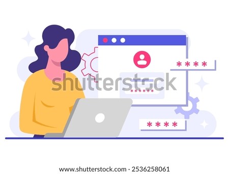 Password secure access, Data protection, Cyber security, Internet security, information privacy, Account protection flat vector illustration for landing page, app, web banner, infographic, poster