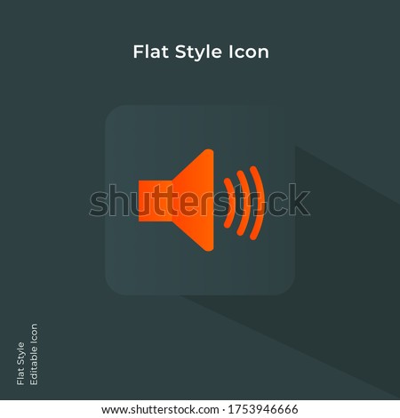 Sound volume, audio icon. Music speaker volume icon. Sound on icon vector illustration in flat style for using in mobile, website, ui design. Trendy lush lava color.