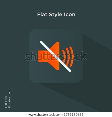 Mute button. Volume mute, audio mute icon. Music speaker volume icon. Sound off icon vector illustration in flat style for using in mobile, website, ui design. Trendy lush lava color.