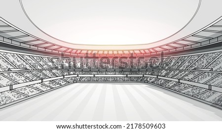 sketch of soccer or football stadium background. Football stadium line drawing illustration vector.