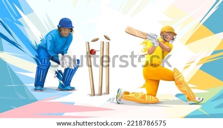 India VS Australia cricket championship banner design. illustration of batsman and wicket keeper playing cricket championship Vector banner.
