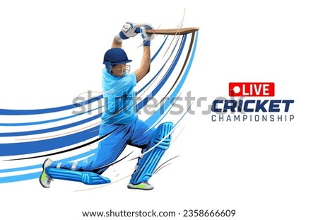 illustration of batsman playing cricket. Batsman In Playing Action On isolated white background. Cricket championship vector poster design