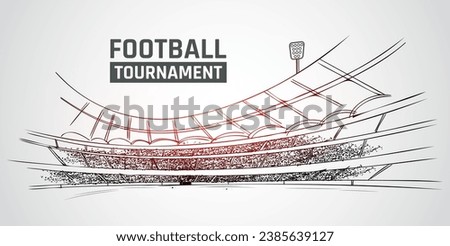 Hand Sketch Stadium Vector. Football stadium line drawing illustration vector. Soccer playground vector on white background