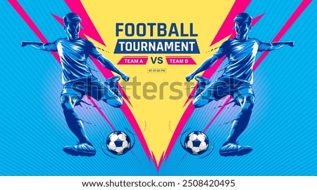 Soccer player of Team a and Team B banner design vector. Team A VS Team B football player in action illustration vector.